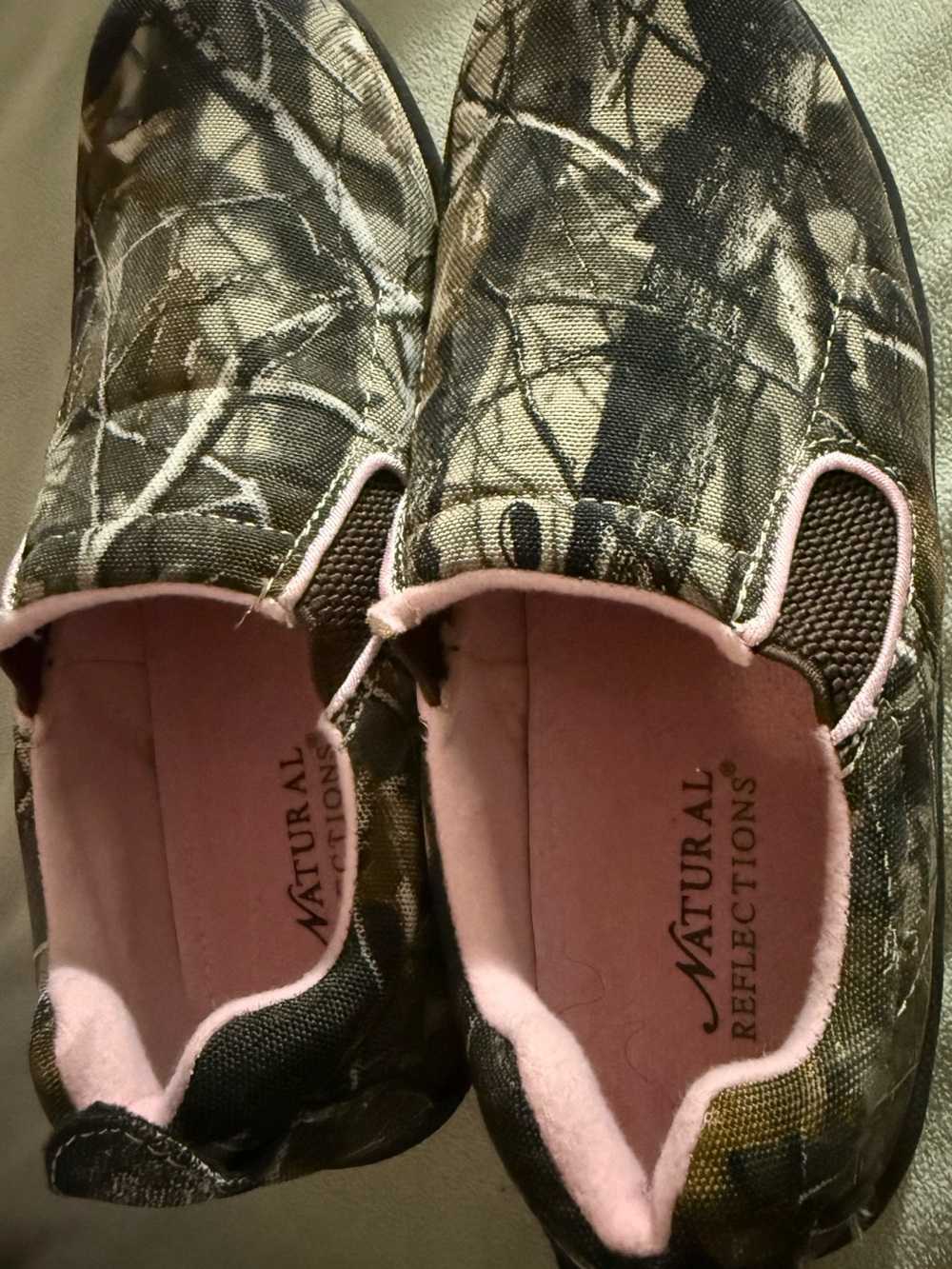 Natural Reflections Camouflage Slip-On Shoes with Pink Lining